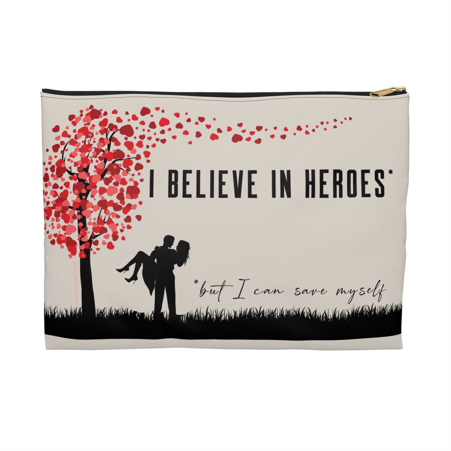 "Believe in Heroes but Save Myself" Heart Tree Accessory Pouch (2 sizes)