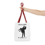 13 inch square tote with red handles