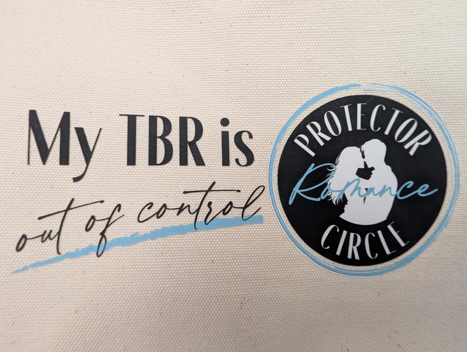 Text and logo on a beige background with 'My TBR is out of control' and 'Protector Romance Circle' logo.